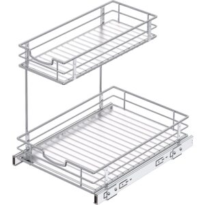 dobyusf 2 tier pull out cabinet organizer and storage, under sink slide out drawers for kitchen home bathroom organizer storage