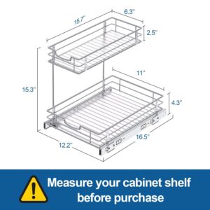 Dobyusf 2 Tier Pull Out Cabinet Organizer and Storage, Under Sink Slide Out Drawers for Kitchen Home Bathroom Organizer Storage