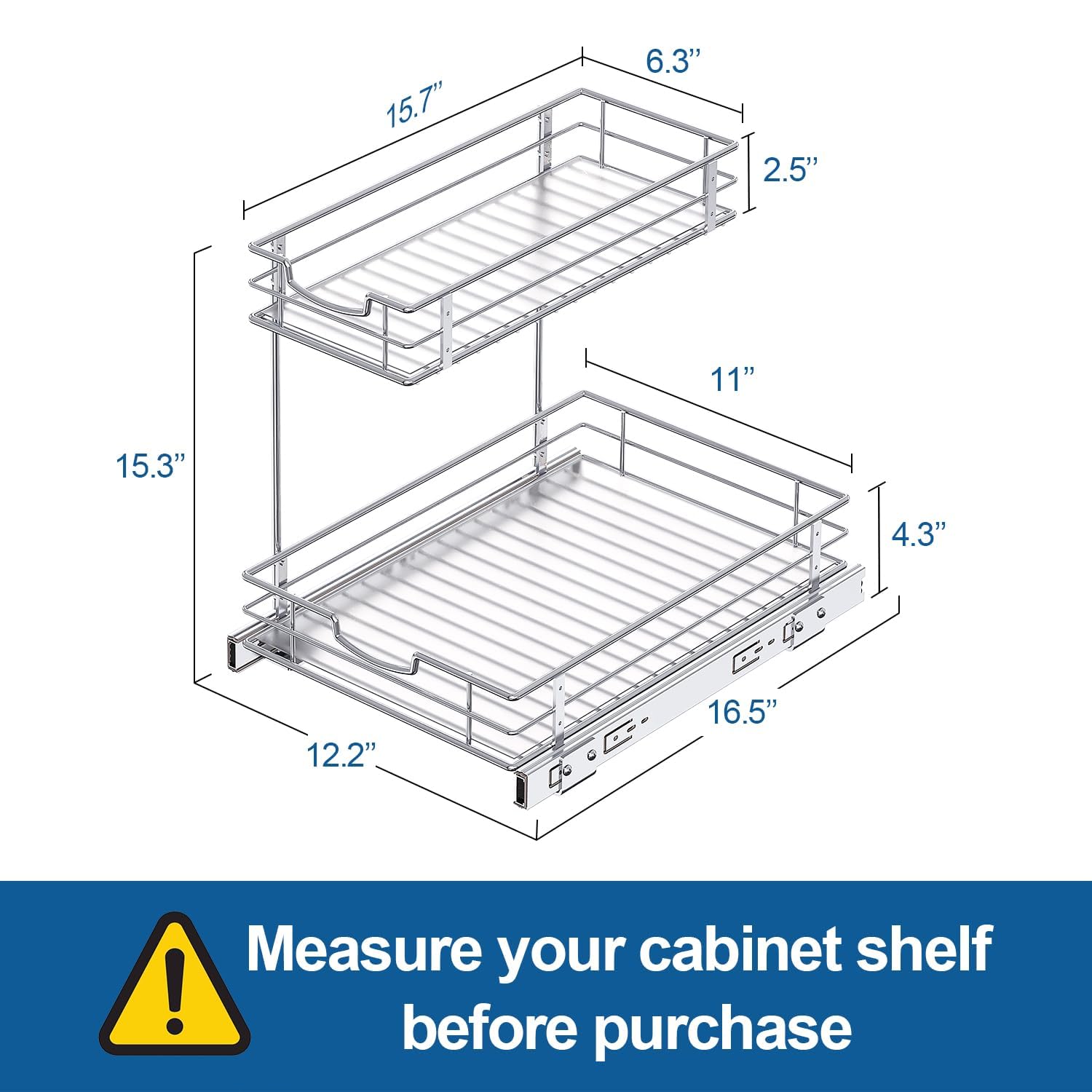 Dobyusf 2 Tier Pull Out Cabinet Organizer and Storage, Under Sink Slide Out Drawers for Kitchen Home Bathroom Organizer Storage