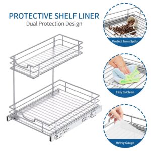 Dobyusf 2 Tier Pull Out Cabinet Organizer and Storage, Under Sink Slide Out Drawers for Kitchen Home Bathroom Organizer Storage