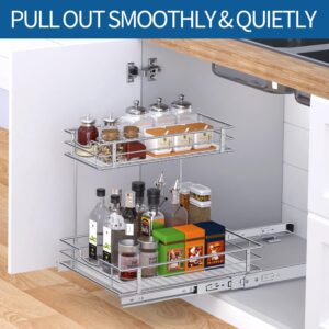 Dobyusf 2 Tier Pull Out Cabinet Organizer and Storage, Under Sink Slide Out Drawers for Kitchen Home Bathroom Organizer Storage