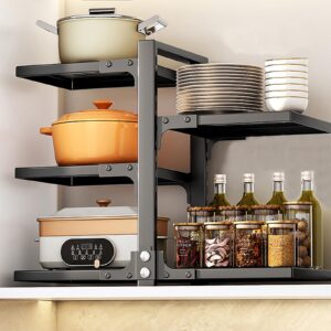 Pots and Pans Organizer，8 Tier Pots And Pans Organizer Adjustable Pot And Pan Rack Organizer For Cabinet Cookware Bakeware Cutting Boards Baking Sheet Heavy Duty Pan And Pot Organizer（Black）