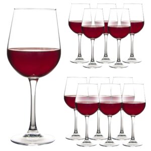 yaryoung 12 oz fully tempered wine glasses set of 12, classic design, durable and scratch-resistant