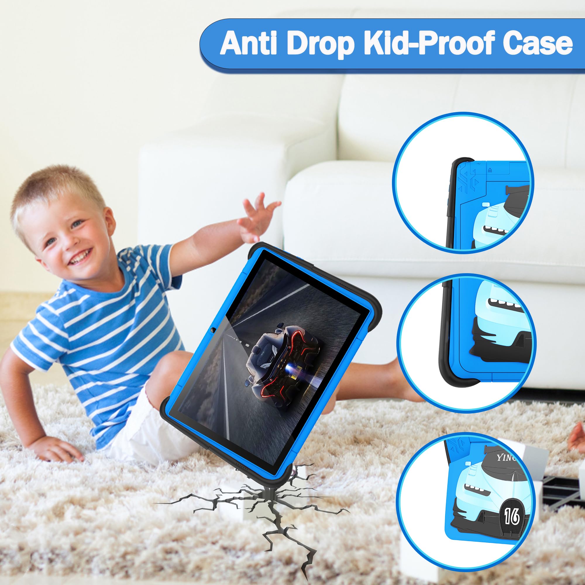 Kids Tablet 10 inch Tablet for Kids Toddler Tablet Wifi Kids Tablets for Toddlers with Case 2+64GB Children's Tablet Android Kids Learning Tablet for Boys Parental Control Dual Camera Netflix Youtube