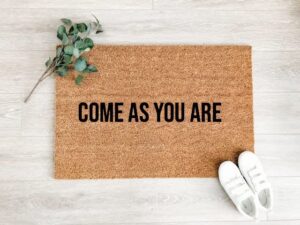 come as you are doormat welcome mat cute doormat front porch decor doormat housewarming gift, funny door mat, cute doormat bathroom door mat shoe mat porch decor 20x32 inches