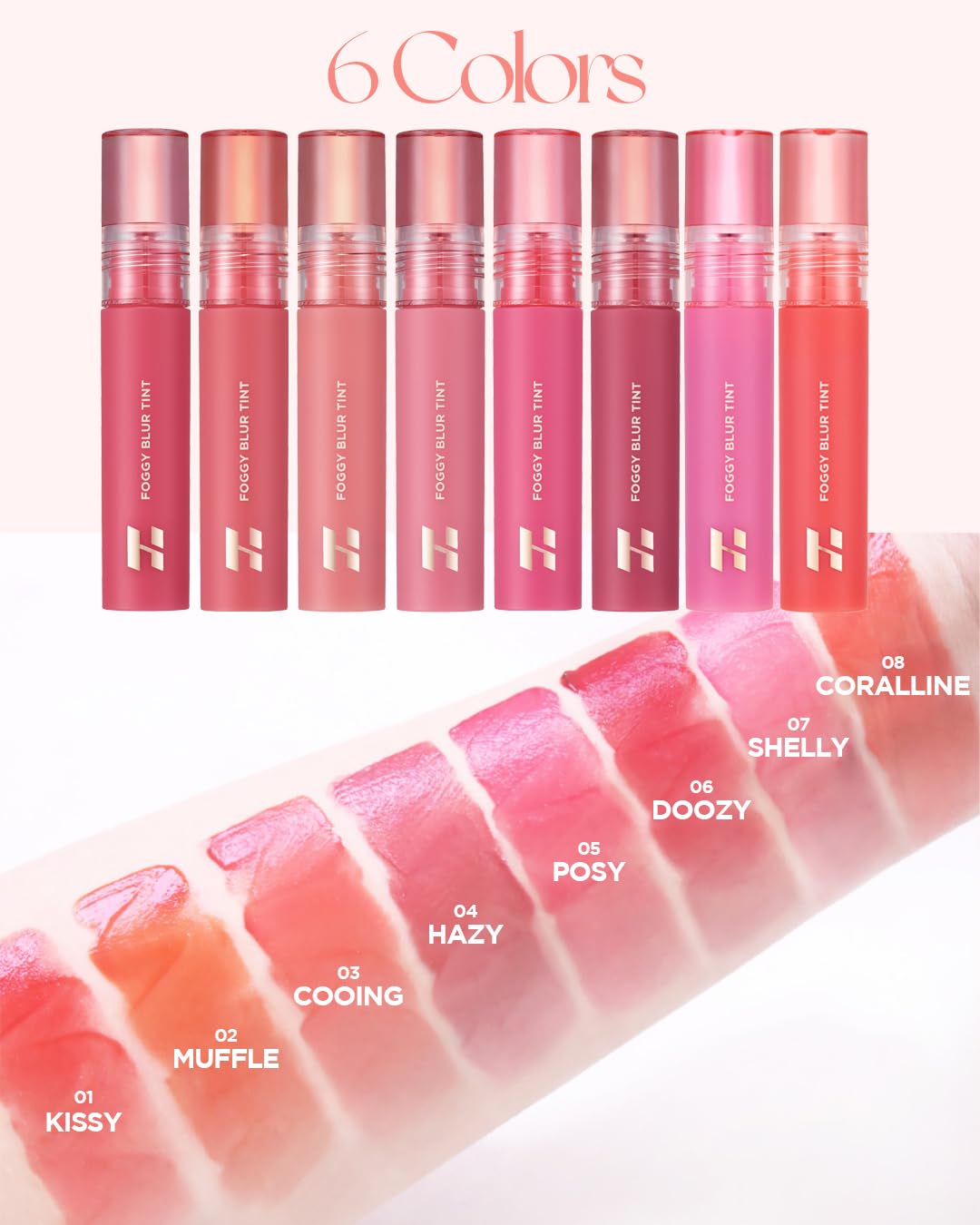 HOLIKA HOLIKA Foggy Blur Tint - Lightweight Airy Lip Makeup with Sheer Soft Color, Buildable Formula, Moisture & Silky Blur Fit, Pink Fruit Complex & Hyaluronic Acid, 0.14 fl.oz. (06 DOOZY)