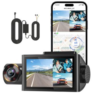【i07 + Hardwire Kit】 WOLFBOX i07 Dash Cam, 3 Channel Dash Cam with Hardwire kit for Parking Mode