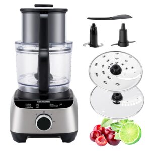 14 cup food processor, food chopper electric 84.5oz, bpa free, 600w food processor blender combo with 4 blades for slicing, shredding, meat grinder, doughing, vegetable chopper for home