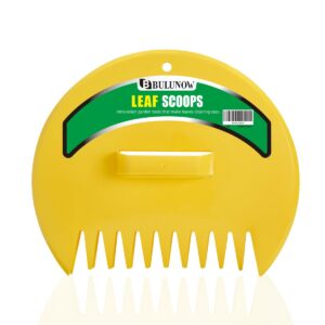 bulunow leaf scoops 1 pair - easy quick handheld scooping rake tool - garden hand rakes for picking up leaves, grass clippings and lawn debris - yellow