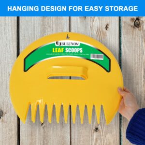 Bulunow Leaf Scoops 1 Pair - Easy Quick Handheld Scooping Rake Tool - Garden Hand Rakes for Picking up Leaves, Grass Clippings and Lawn Debris - Yellow