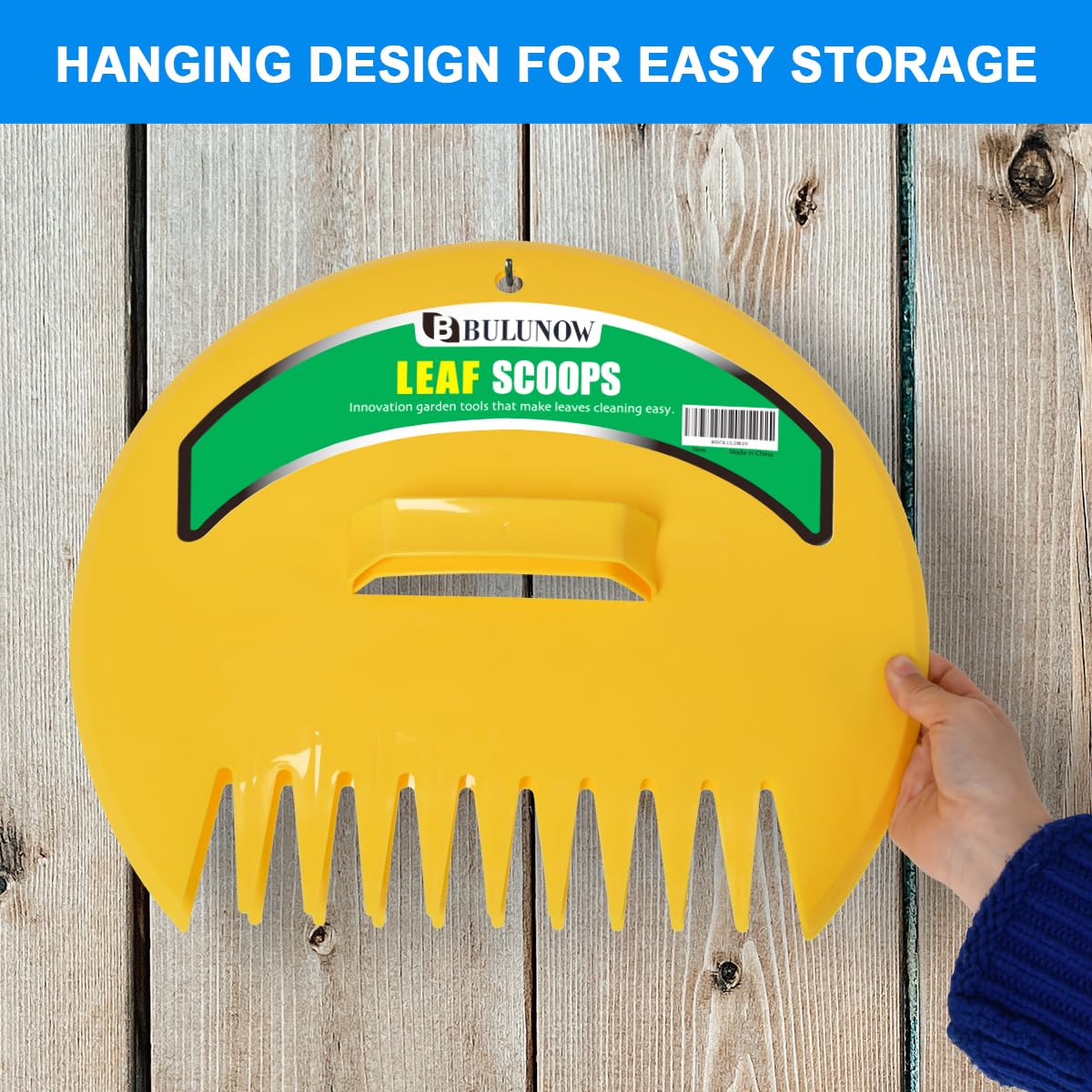 Bulunow Leaf Scoops 1 Pair - Easy Quick Handheld Scooping Rake Tool - Garden Hand Rakes for Picking up Leaves, Grass Clippings and Lawn Debris - Yellow