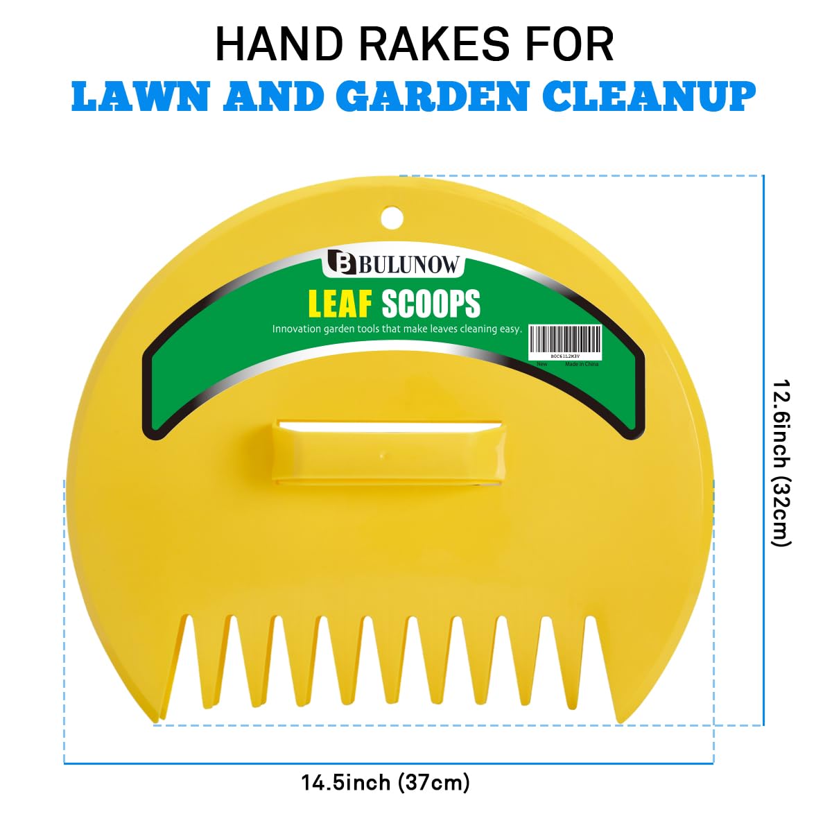 Bulunow Leaf Scoops 1 Pair - Easy Quick Handheld Scooping Rake Tool - Garden Hand Rakes for Picking up Leaves, Grass Clippings and Lawn Debris - Yellow