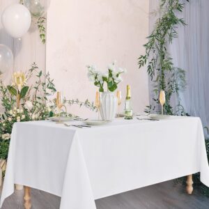 Fitable White Tablecloths for Rectangle Tables, 6 Pack - 70 x 120 Inches - Reusable and Washable Table Clothes for 6-8 Ft Tables, Polyester Fabric Table Covers for Wedding, Party, Banquet