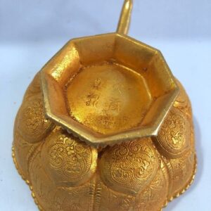 10cm brass golden wine glass ornament, museum collection imitation antique ethnic style cup home decoration