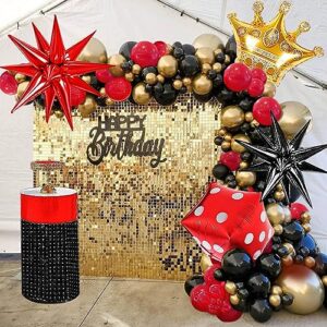 136PCS Casino Theme Red Black Gold Balloon Garland Arch Kit