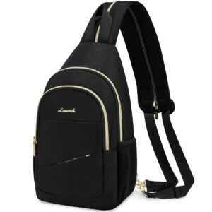 lovevook sling bag for women, sling backpack crossbody bag convertible, small diaper bag hiking daypacks water-resistant, travel shoulder bag chest bag, black