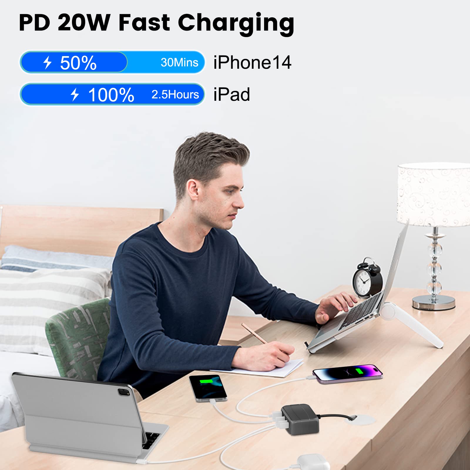 USB C Fast Charger,120W GaN 6 Ports USB Charging Station Hub Block Multiple Devices,USB C Charger Power Strip Adapter 4Type-C and 2USB A Compatible with iPhone 14 13 12 11 Pro Max Pixel Note Galaxy