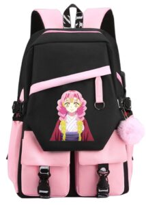 xixisa 17 inch nezuko laptop backpack kanroji mitsuri backpacks (pink -kanroji)