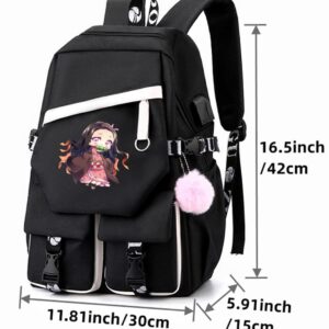 XIXISA 17 INCH Nezuko Laptop Backpack Kanroji Mitsuri Backpacks (Pink -Kanroji)