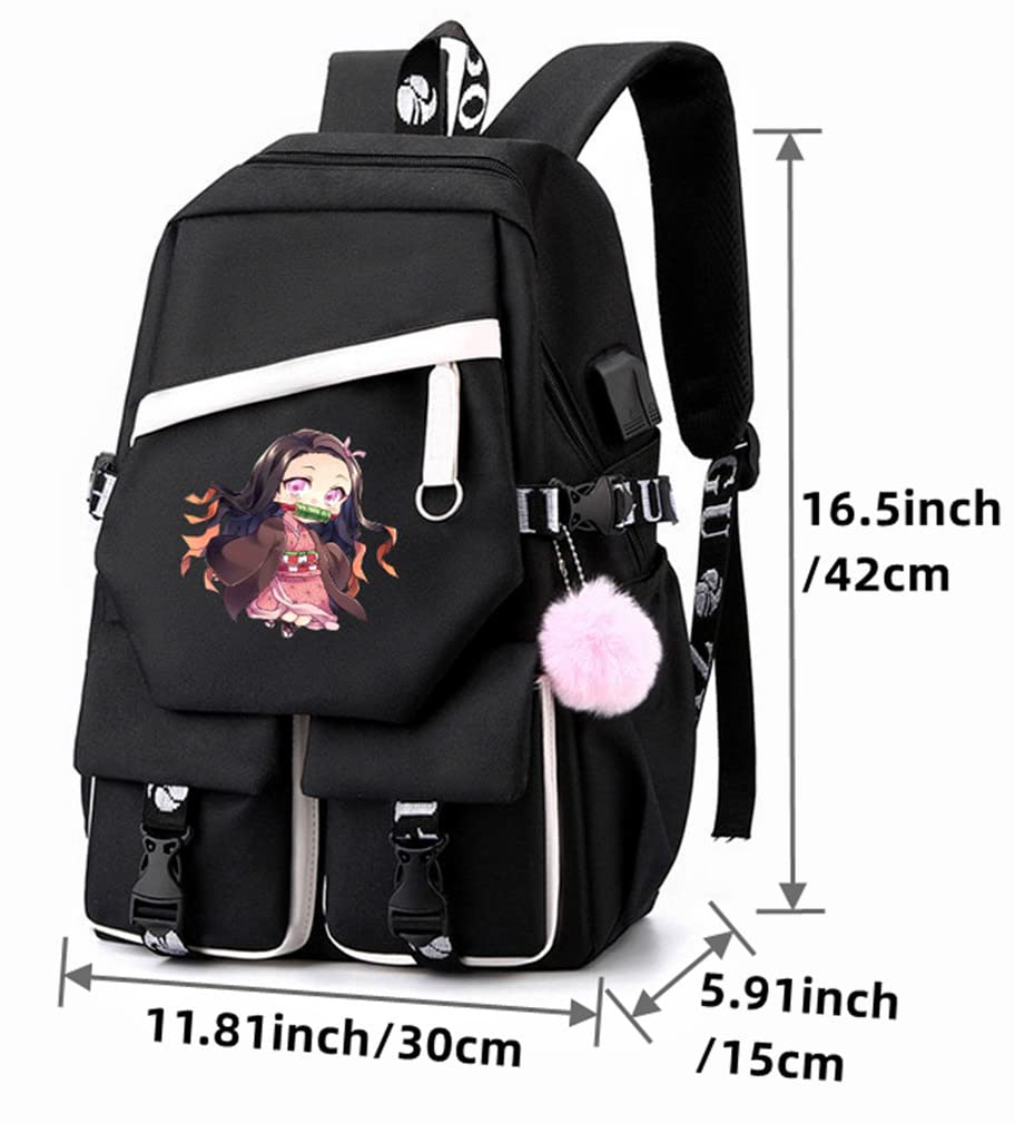 XIXISA 17 INCH Nezuko Laptop Backpack Kanroji Mitsuri Backpacks (Pink -Kanroji)