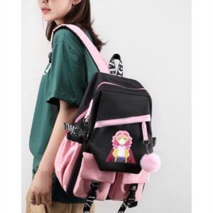 XIXISA 17 INCH Nezuko Laptop Backpack Kanroji Mitsuri Backpacks (Pink -Kanroji)