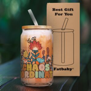 Fatbaby Chaos Coordinator Gifts Can Glass,Unique Gift Idea for Women,Her,Coworker,Manager,Boss Lady,Teacher, Office,Nurse,Friends,Wedding Planner, Mom, Thank You 16OZ Glass Tumbler (1pcs)
