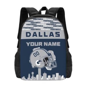 quzeoxb custom dallas backpack, personalized laptop backpack custom name and number football gift for men boys girls