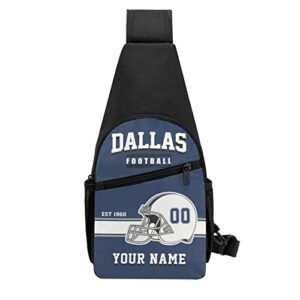 vancipo custom sling bag for men women, personalized dallas chest bag with name & number, custom football sport crossbody bags for travel football fans gifts