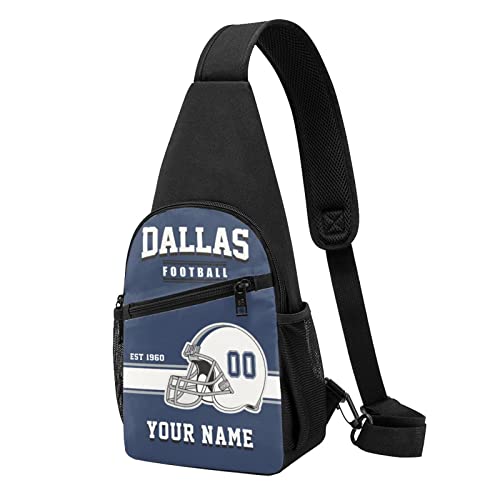 VANCIPO Custom Sling Bag for Men Women, Personalized Dallas Chest Bag with Name & Number, Custom Football Sport Crossbody Bags for Travel Football Fans Gifts