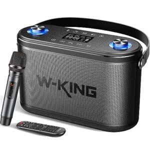w-king 120w rms(240w peak) bluetooth speakers with huge bass, 2.1ch 3-way/adjustable bass treble/guitar port/uhf microphone/accompaniment/rec/live/hp monitor, large portable outdoor wireless speaker