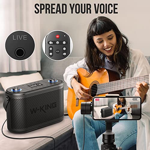 W-KING 120W RMS(240W Peak) Bluetooth Speakers with Huge Bass, 2.1ch 3-Way/Adjustable Bass Treble/Guitar Port/UHF Microphone/Accompaniment/REC/Live/HP Monitor, Large Portable Outdoor Wireless Speaker