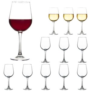 hakeemi fully tempered wine glasses set of 12, 12 oz durable red wine glasses for wedding, party, dishwasher safe