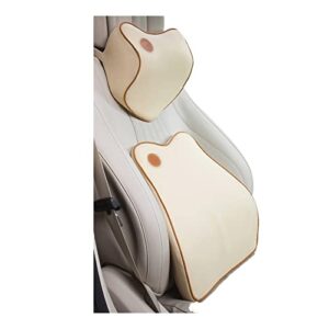 KIFRAL Neck Pillow Memory Foam Car Headrest Pillow Car Seat Support Lumbar Cushion Car Lumbar Back Pillow Massage Cushion Head and Neck Cushion Set (Color : White)