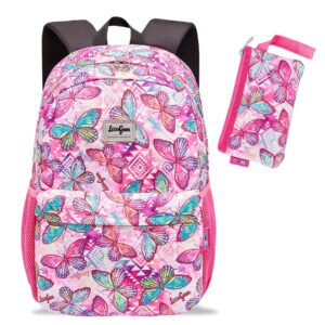 lssagoon butterfly print backpack for girls teens women.16in bookbag w/stationery bag.casual baypack for travel school gift.