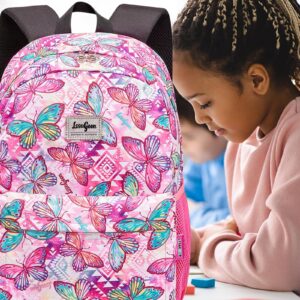 LSSAGOON Butterfly Print Backpack for Girls Teens Women.16in Bookbag W/Stationery Bag.Casual Baypack for Travel School Gift.