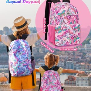 LSSAGOON Butterfly Print Backpack for Girls Teens Women.16in Bookbag W/Stationery Bag.Casual Baypack for Travel School Gift.