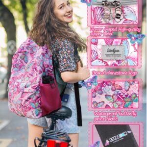 LSSAGOON Butterfly Print Backpack for Girls Teens Women.16in Bookbag W/Stationery Bag.Casual Baypack for Travel School Gift.