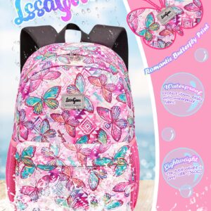 LSSAGOON Butterfly Print Backpack for Girls Teens Women.16in Bookbag W/Stationery Bag.Casual Baypack for Travel School Gift.