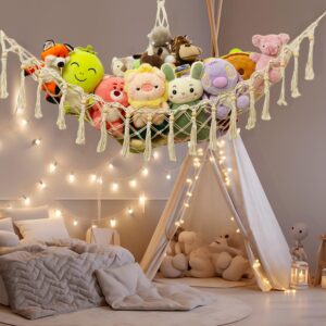 Evbopa Stuffed Animal Net or Hammock Toy Storage with LED Light Hanging Stuffed Animal Storage for Nursery Decor Toy Hammock for Stuffed Animals Toy Organizer