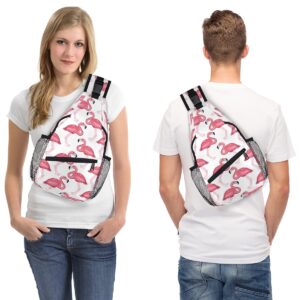 Sling Bag for Women, Mini Crossbody Shoulder Chest Small Backpack for Travel Hiking (Pink Flamingo)