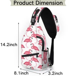 Sling Bag for Women, Mini Crossbody Shoulder Chest Small Backpack for Travel Hiking (Pink Flamingo)