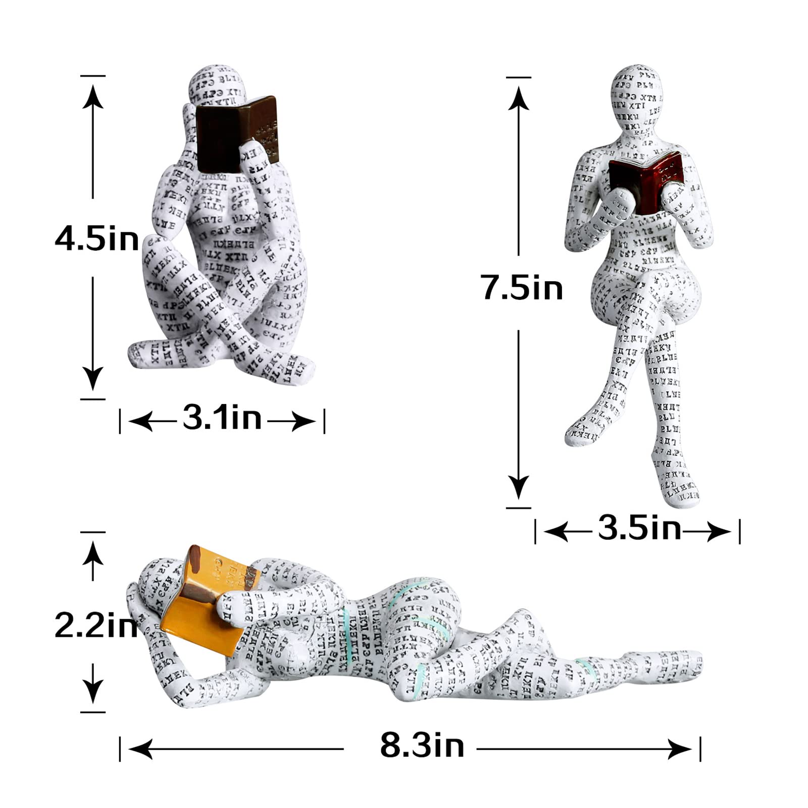 BEY-DMLS Reading Lady Statue, Lady Statue Decorative Female Figurine Thinker Statue Aesthetic Sculpture Room Decor, Bookshelf Desk Home Living Room Bedroom Decor Modern Abstract Decor (F)