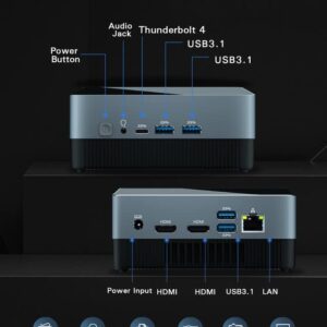 MOMENTPLUS Mini PC 16GB RAM 512 GB SSD Micro PC with 4K HDMI Dual Band WiFi 6 Bluetooth 5.2 Thunderbolt 4 Auto Power On Home Office Use