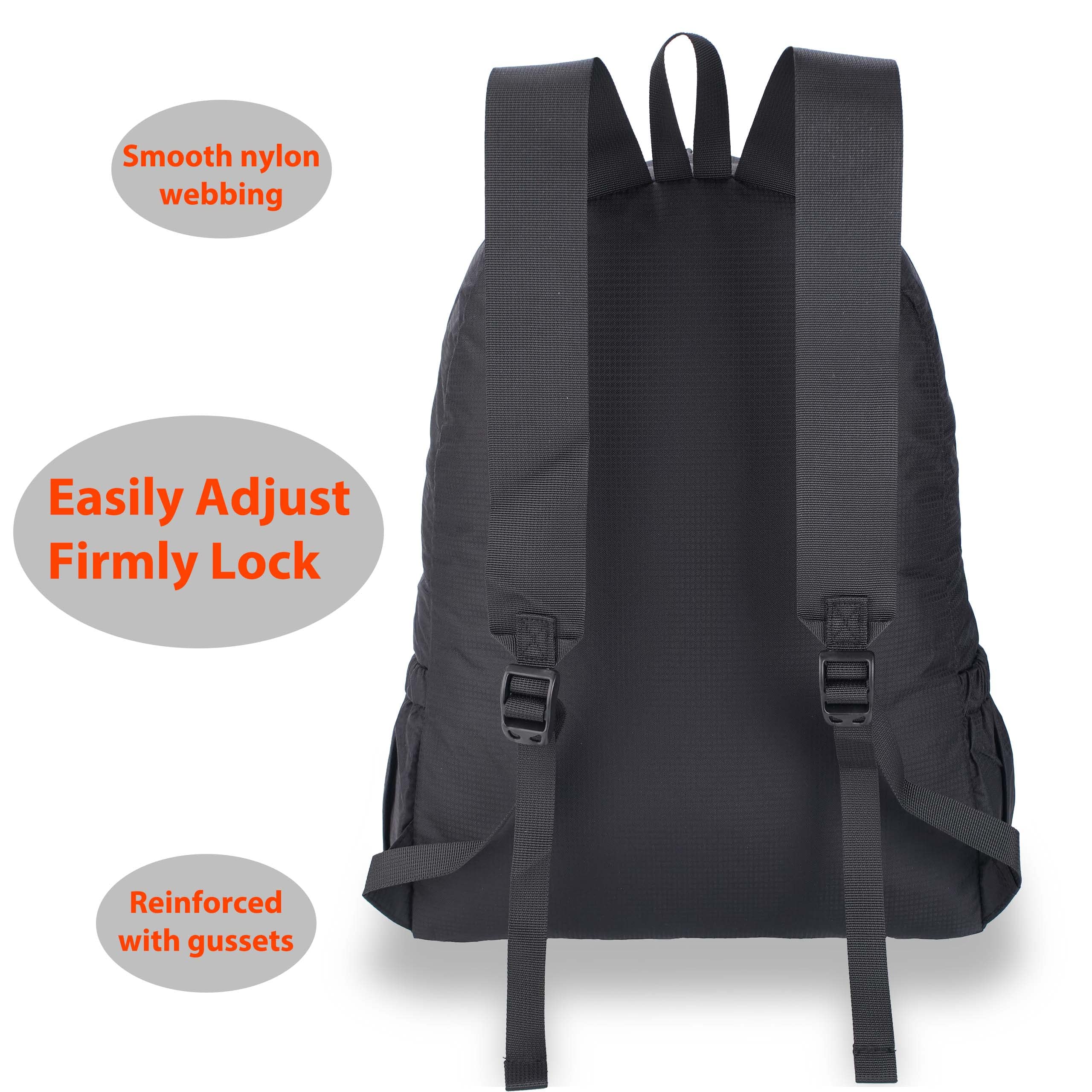 BRONCO MIHK Lightweight Packable Backpack 20L Hiking Daypack Nylon Backpacks for Women (Black)