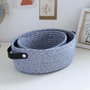 Sundries Storage Basket Organization Hand Woven Comfortable Cosmetic Storage Basket for Bedroom Navy Blue S
