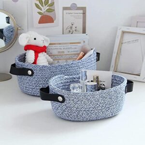 Sundries Storage Basket Organization Hand Woven Comfortable Cosmetic Storage Basket for Bedroom Navy Blue S