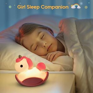 GZOKMOG Night Light for Kids, Touch Control Dimmable Baby Light, Cute Silicone Stress Relief Lamp for Kids, Gift for Girls and Boys (Pink)