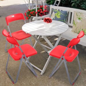 8 Pack Folding Plastic Chairs Pack Steel Folding Dining Chairs Folding Chairs Bulk Fold Up Event Chairs Portable Plastic Chairs with Steel Frame 440lb for Events Office Wedding Indoor Outdoor (Red)