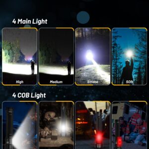 NJ FOREVER Rechargeable Flashlights High Lumens, 900000 Lumens Super Bright Flashlight, 8 Light Modes, IPX7 Waterproof Powerful Handheld LED Flash Light for Camping Home Hiking Outdoor