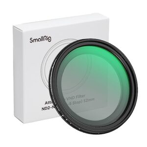 smallrig 52mm magnetic variable nd filter nd2-nd32 (1-5 stops) no x cross hd optical glass waterproof scratch resistant magnetic adjustable neutral density filter for phone - 4215